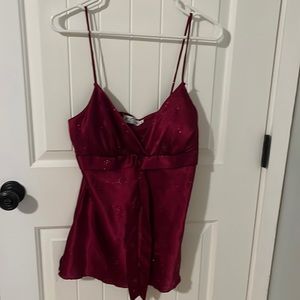 Burgundy, spaghetti, strap tank top